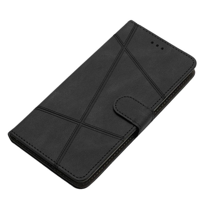 Flip Case Für Xiaomi Redmi Note 12 4G Mit Kordel Riemchen-geometrisch