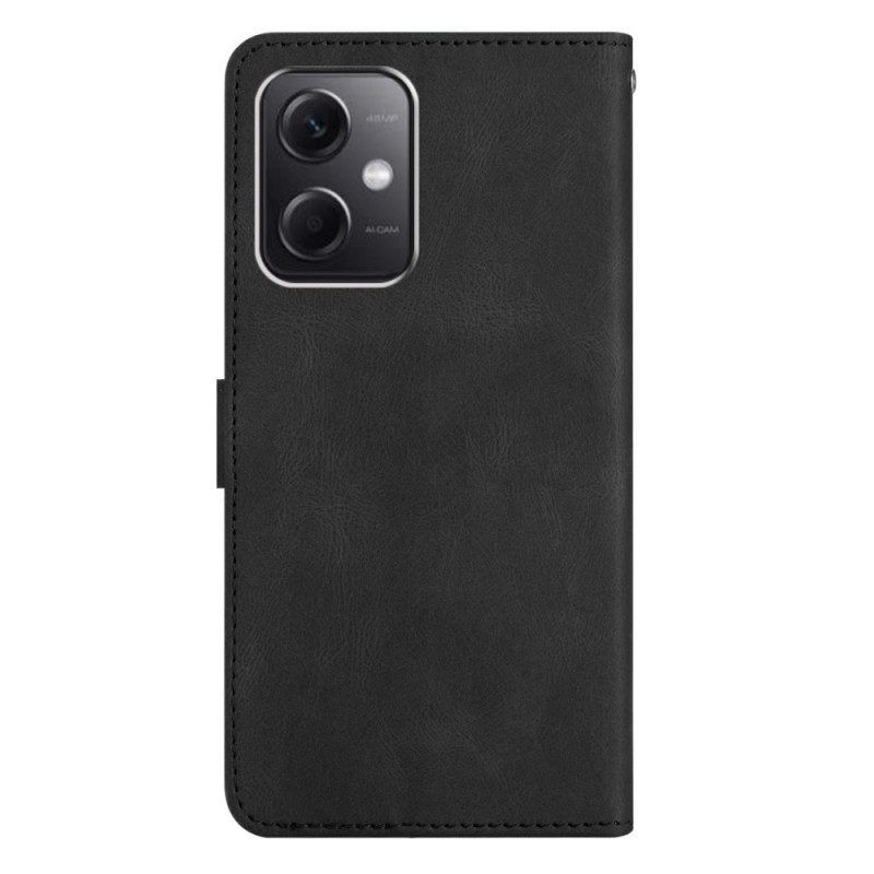 Flip Case Für Xiaomi Redmi Note 12 4G Mit Kordel Riemchen-geometrisch