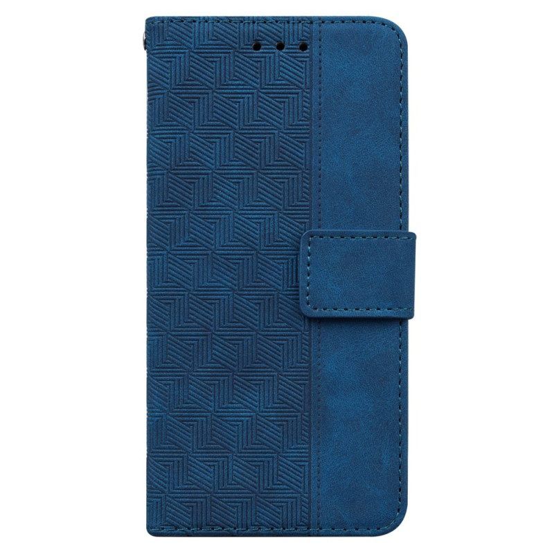 Flip Case Für Xiaomi Redmi Note 12 4G Mit Kordel Riemchenmuster