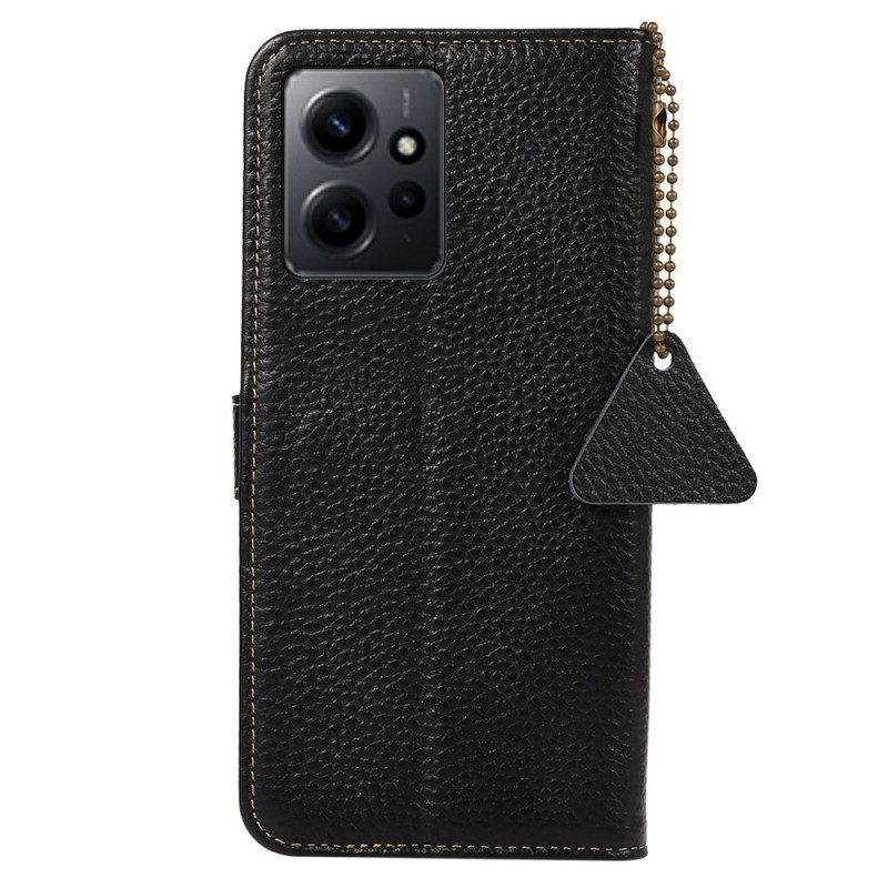 Flip Case Für Xiaomi Redmi Note 12 4G Rfid Aus Echtem Leder