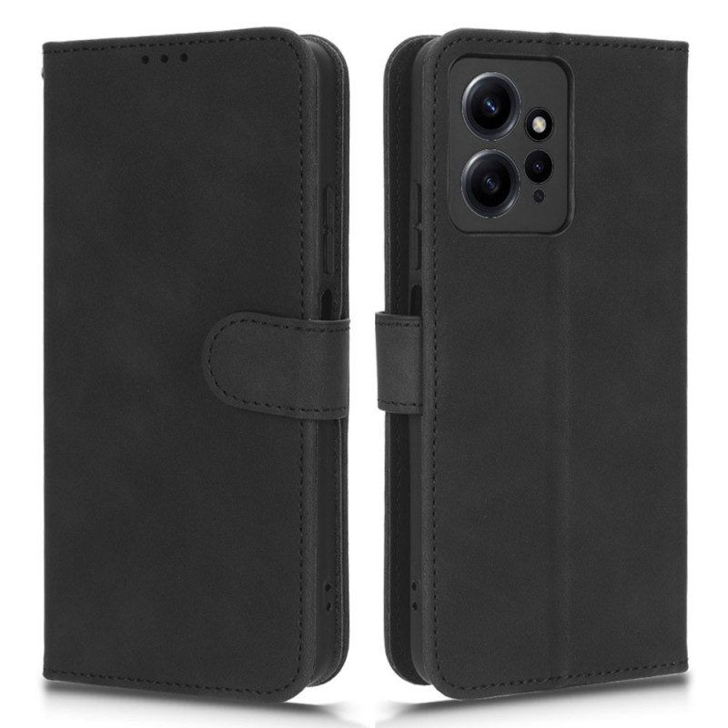 Flip Case Für Xiaomi Redmi Note 12 4G Schlichter Lederstil