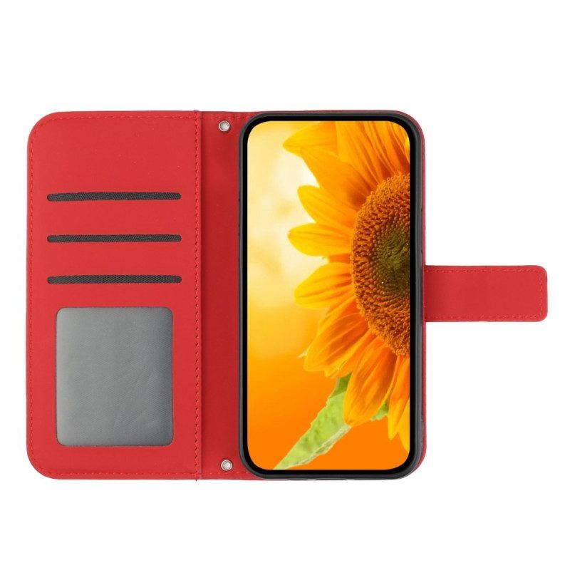 Flip Case Für Xiaomi Redmi Note 12 4G Sonnenblumen-schultergurt
