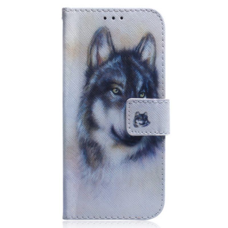 Lederhüllen Für Xiaomi Redmi Note 12 4G Aquarell-wolf