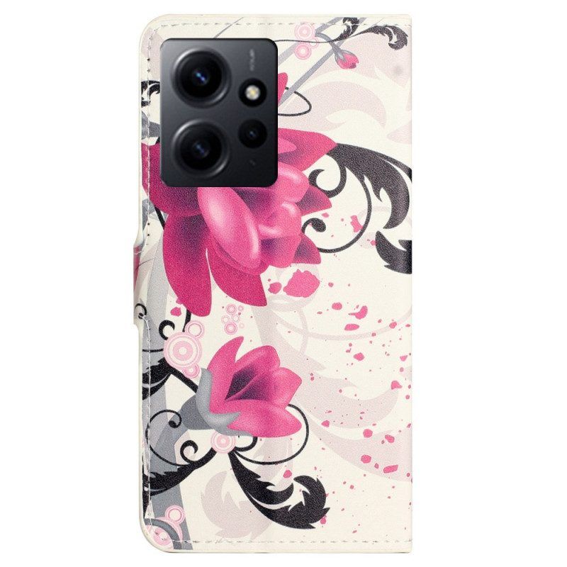 Lederhüllen Für Xiaomi Redmi Note 12 4G Tropische Blumen