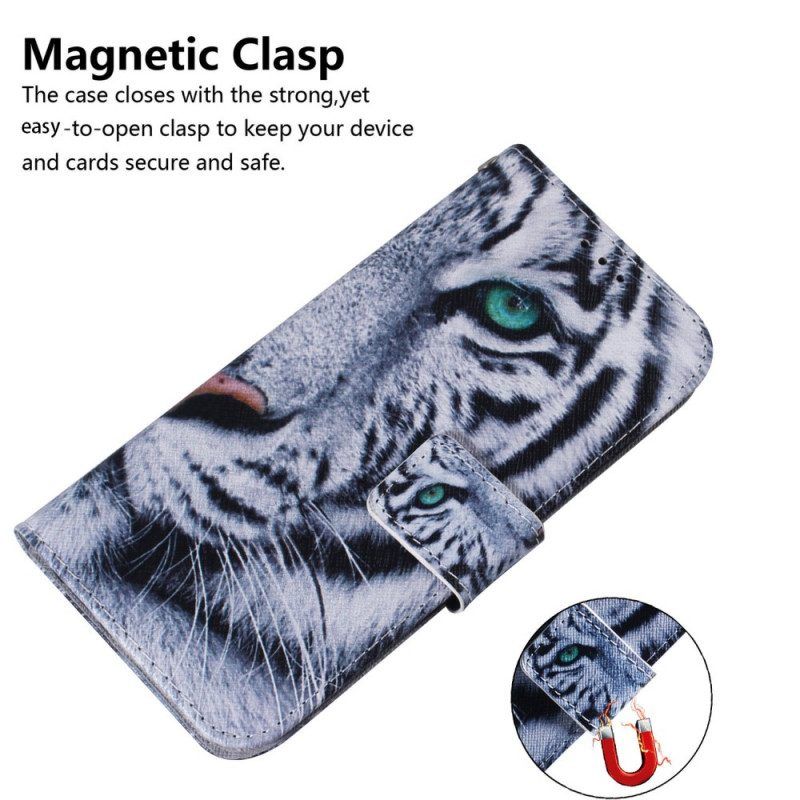 Flip Case Für Realme 9i Weißer Tiger