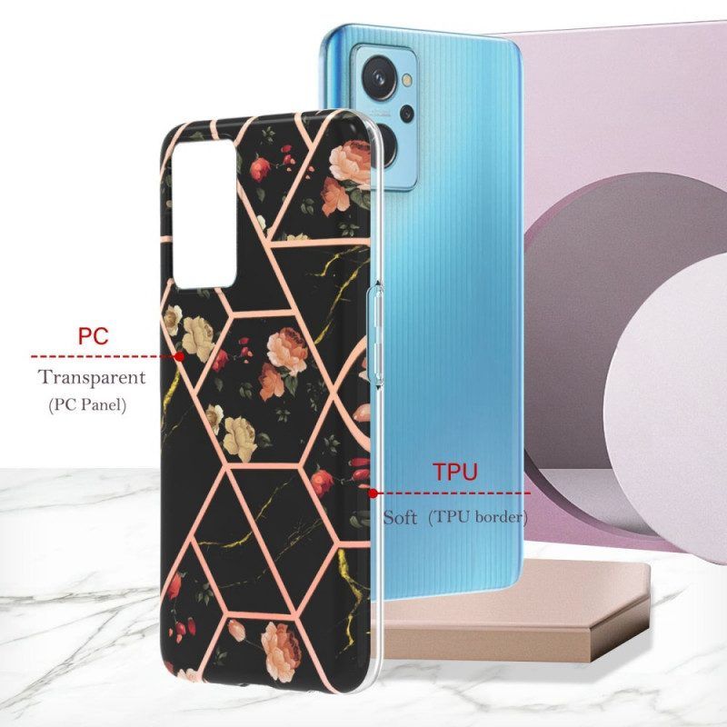 Hülle Für Realme 9i Geometrischer Marmor Und Blumen