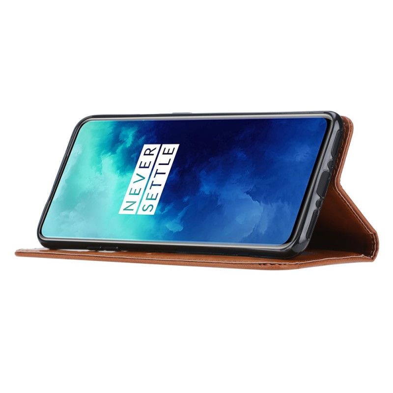 Flip Case OnePlus 7T Pro Schwarz Kartenhalter Aus Kunstleder