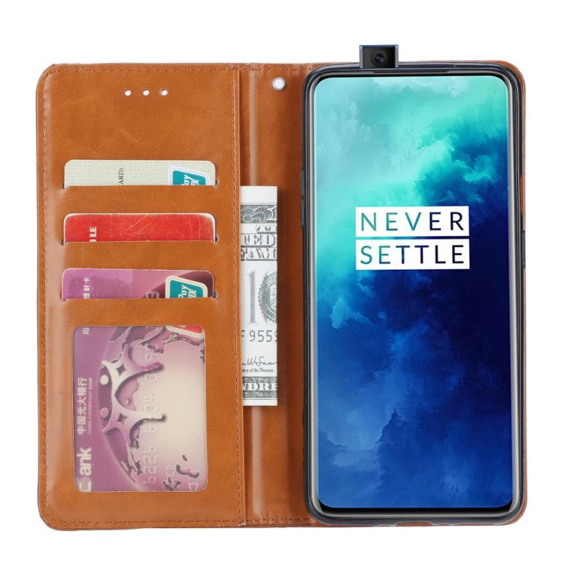 Flip Case OnePlus 7T Pro Schwarz Kartenhalter Aus Kunstleder