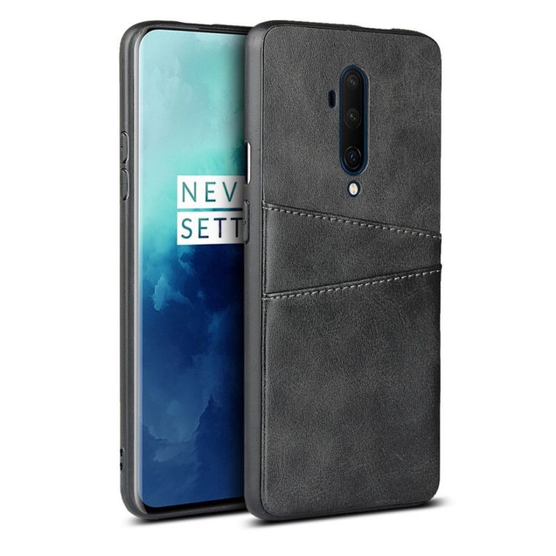 Hülle OnePlus 7T Pro Schwarz Doppelter Kartenhalter