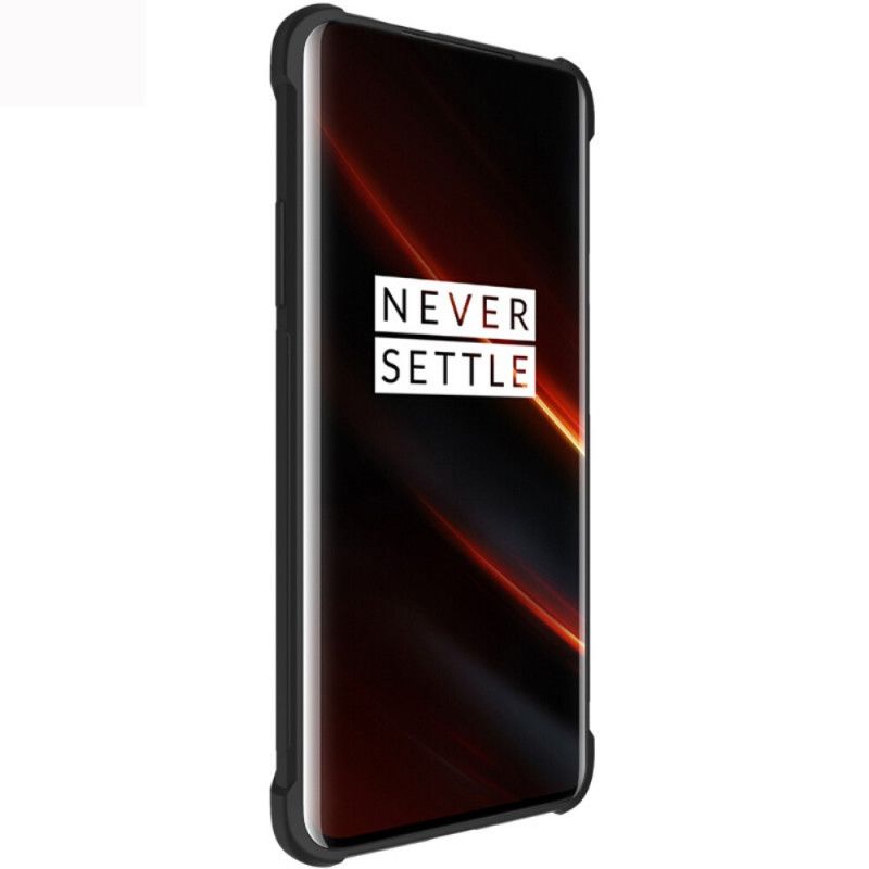 Hülle OnePlus 7T Pro Schwarz Flexibles Silikon Mit Imak-Siebfolie