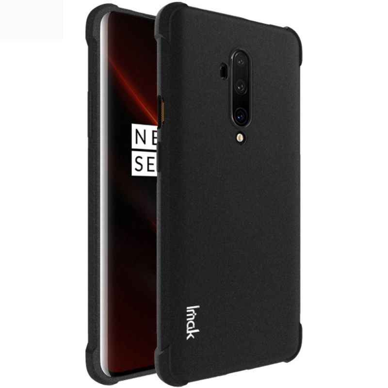 Hülle OnePlus 7T Pro Schwarz Flexibles Silikon Mit Imak-Siebfolie