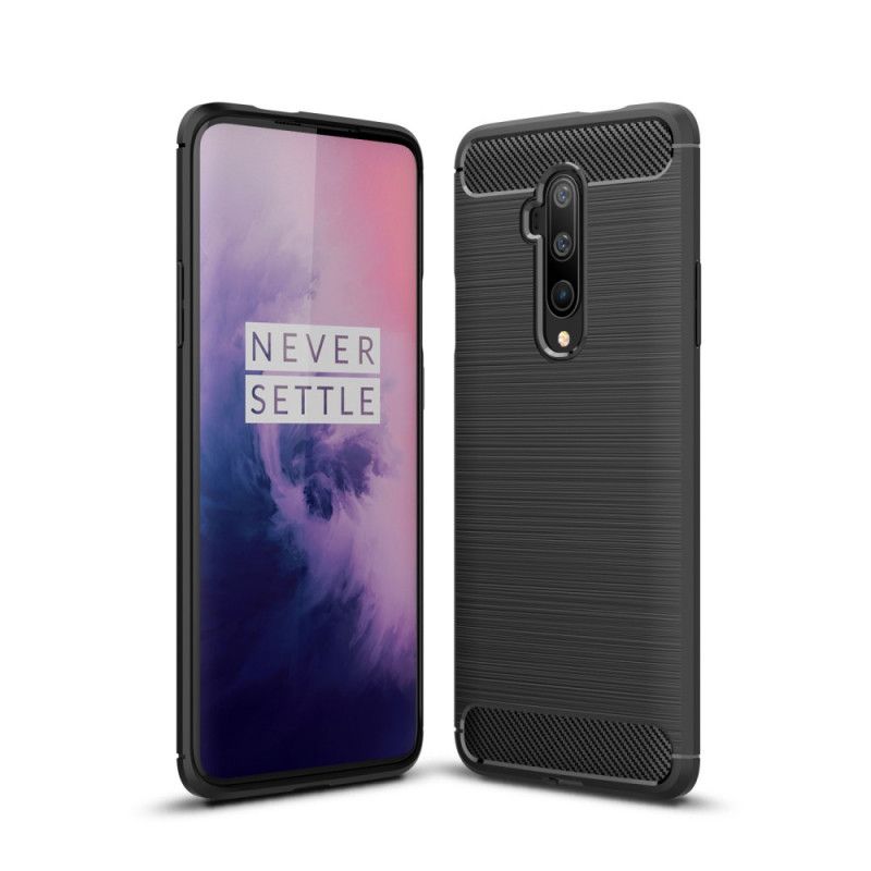 Hülle OnePlus 7T Pro Schwarz Gebürstete Kohlefaser