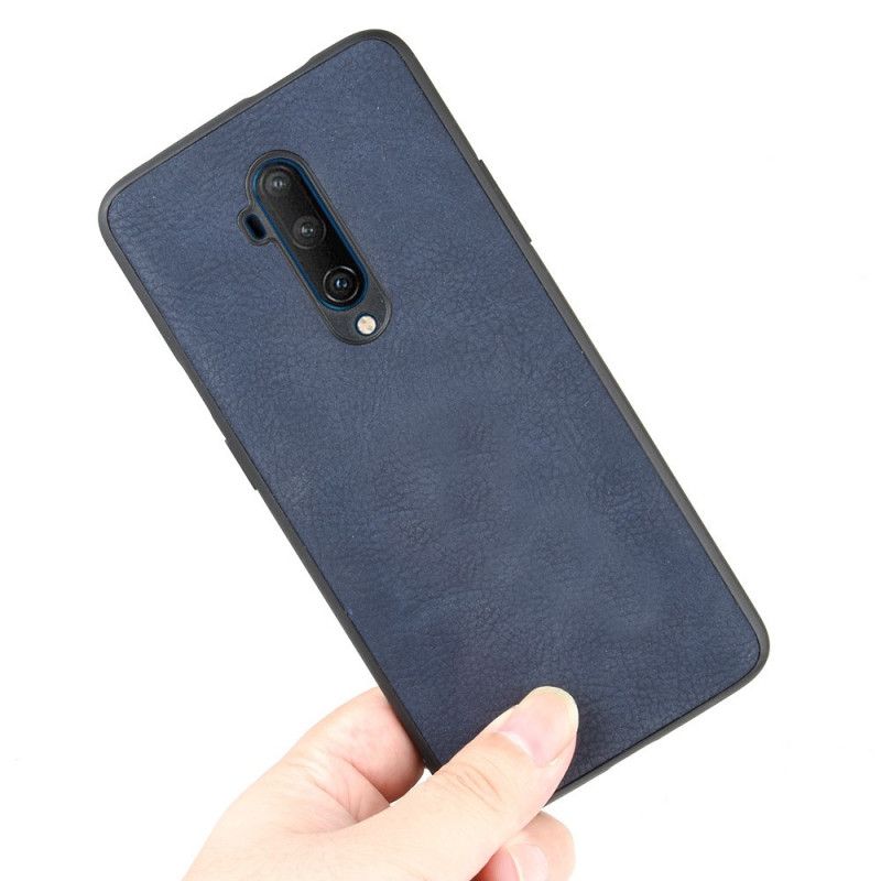 Hülle OnePlus 7T Pro Schwarz Ledereffekt Im Vintage-Look