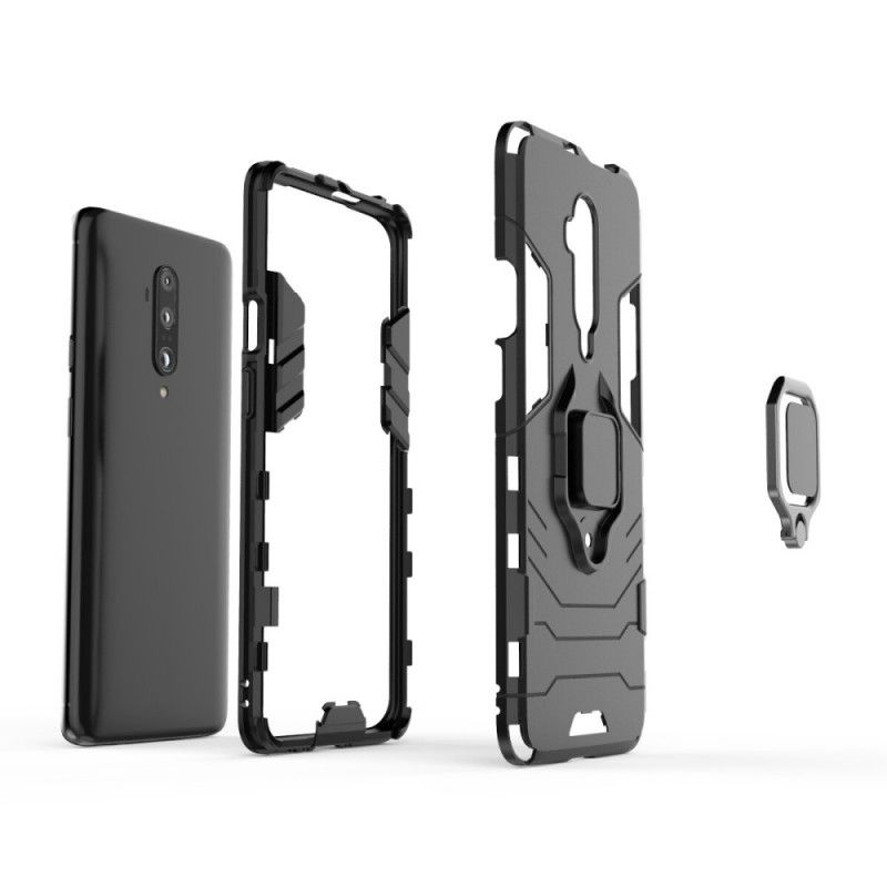 Hülle OnePlus 7T Pro Schwarz Widerstandsfähiger Ring