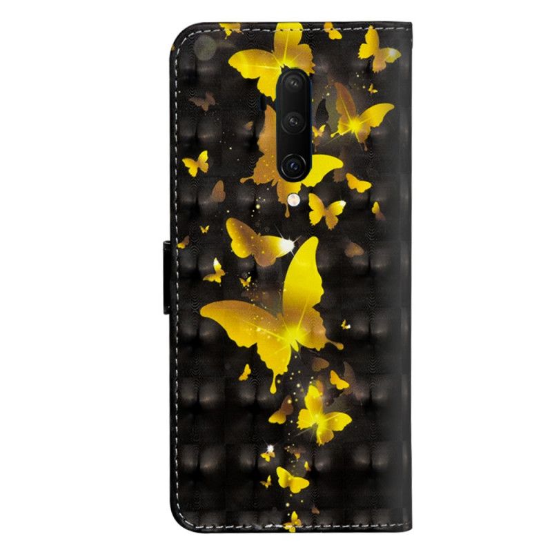 Lederhüllen OnePlus 7T Pro Handyhülle Gelbe Schmetterlinge