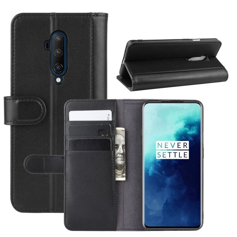 Lederhüllen OnePlus 7T Pro Schwarz Echtes Leder