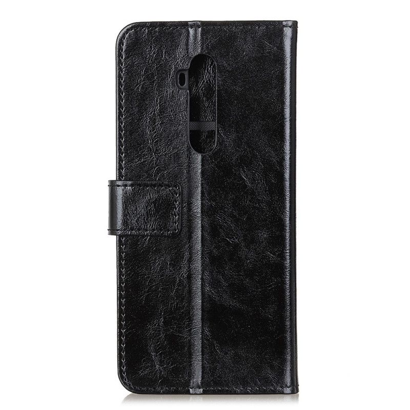 Lederhüllen OnePlus 7T Pro Schwarz Handyhülle Glänzender Ledereffekt