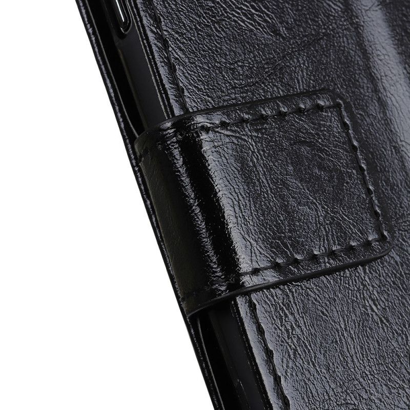 Lederhüllen OnePlus 7T Pro Schwarz Handyhülle Glänzender Ledereffekt