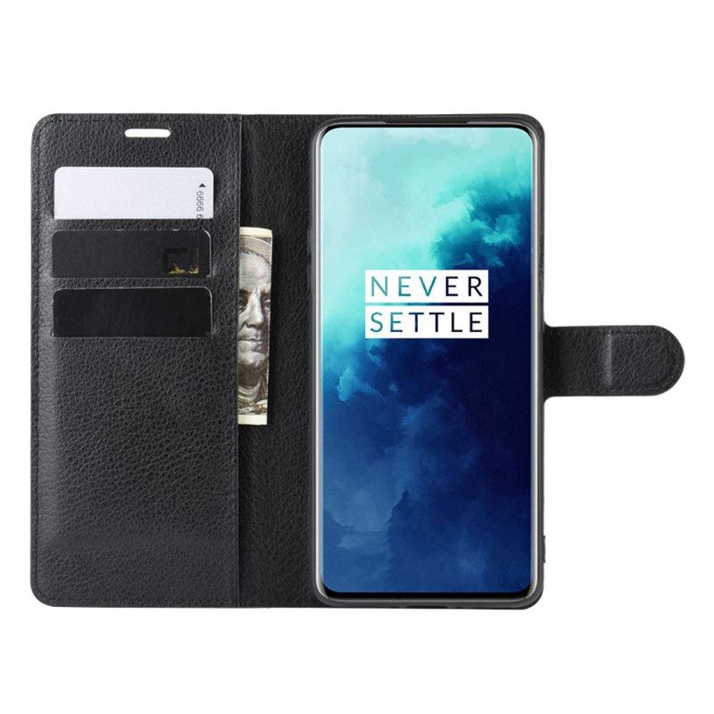 Lederhüllen OnePlus 7T Pro Schwarz Klassisch