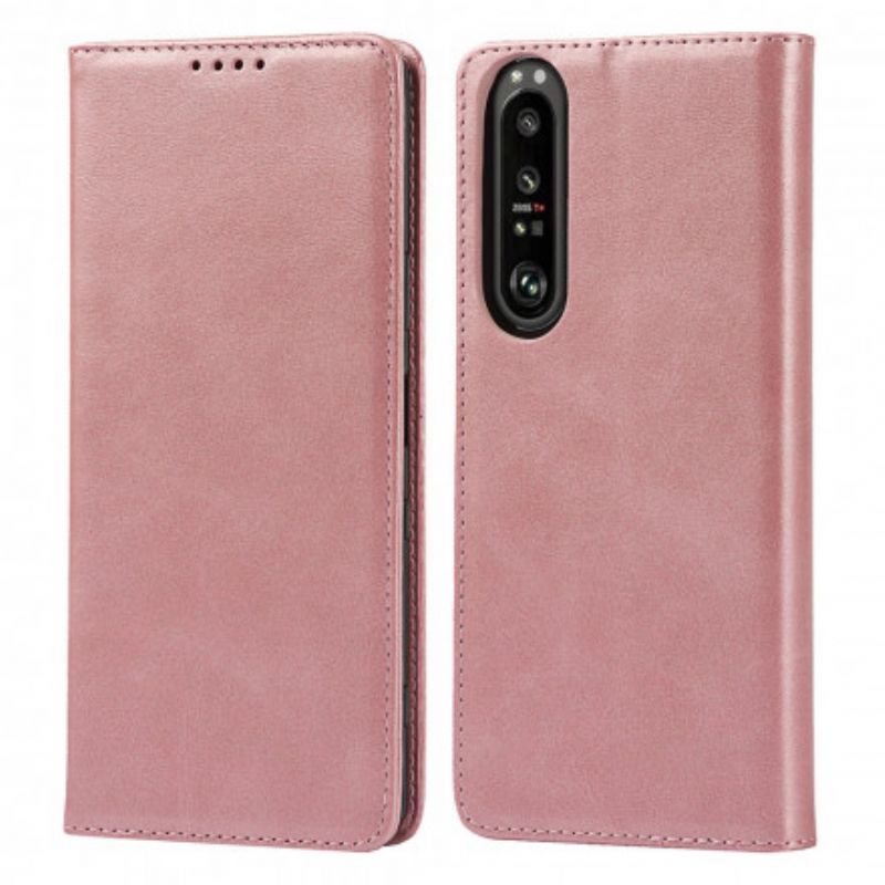 Flip Case Sony Xperia 1 Iii Klassisches Echtleder