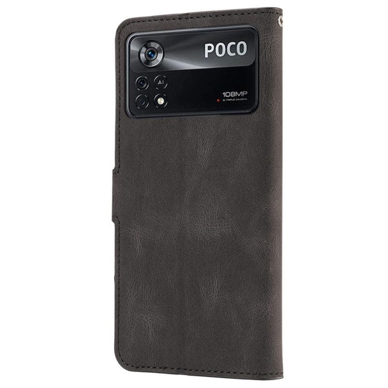 Flip Case Für Poco X4 Pro 5G Lederstil Mit Riemen