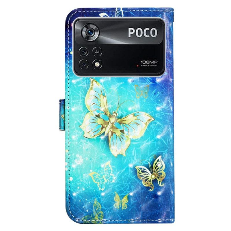 Flip Case Für Poco X4 Pro 5G Mit Kordel Flug Der Schmetterlinge Im Schlüsselband