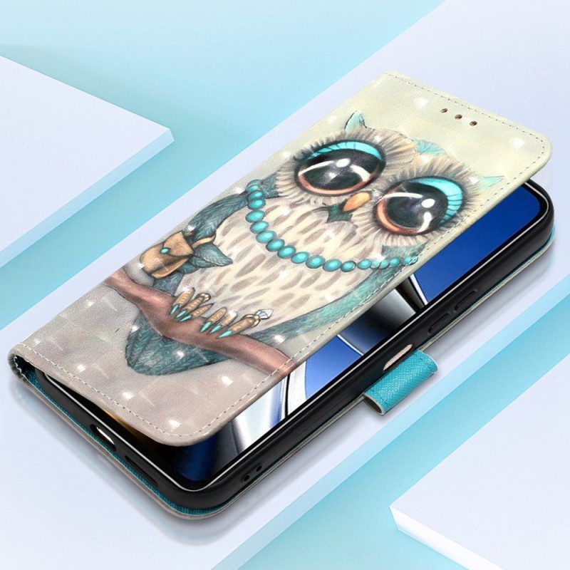Flip Case Für Poco X4 Pro 5G Mit Kordel Miss Owl Mit Riemen