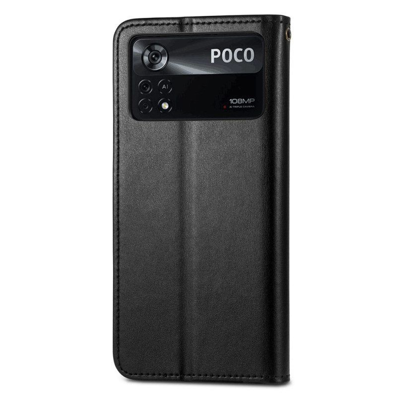 Flip Case Für Poco X4 Pro 5G Vintage Magnetverschluss