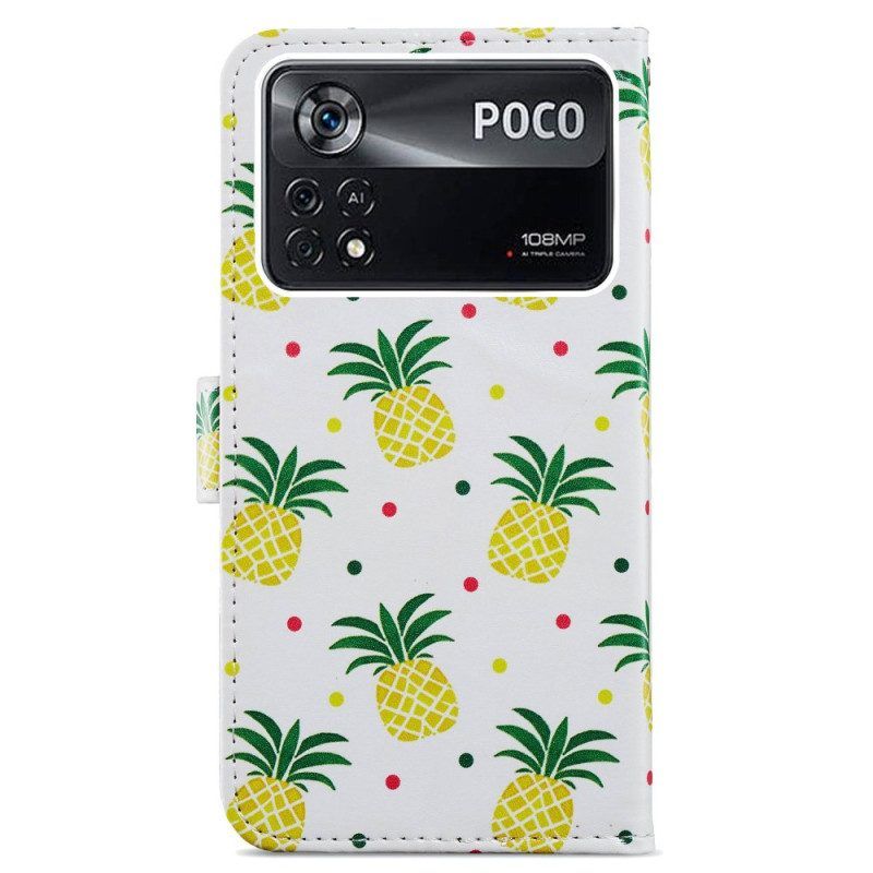 Lederhüllen Für Poco X4 Pro 5G Mit Kordel Riemchen-ananas