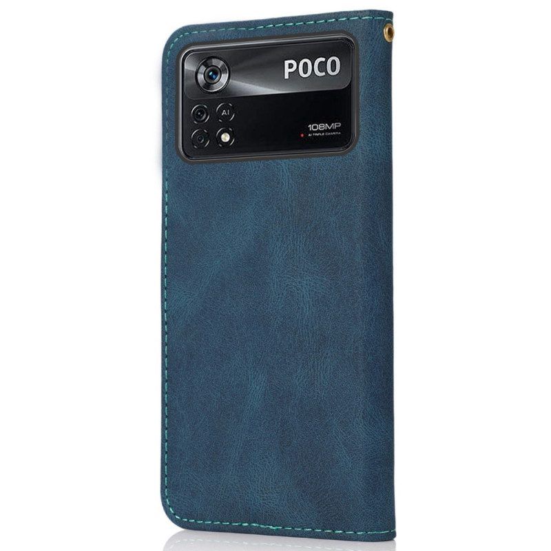 Lederhüllen Für Poco X4 Pro 5G Zweifarbiges Kunstleder