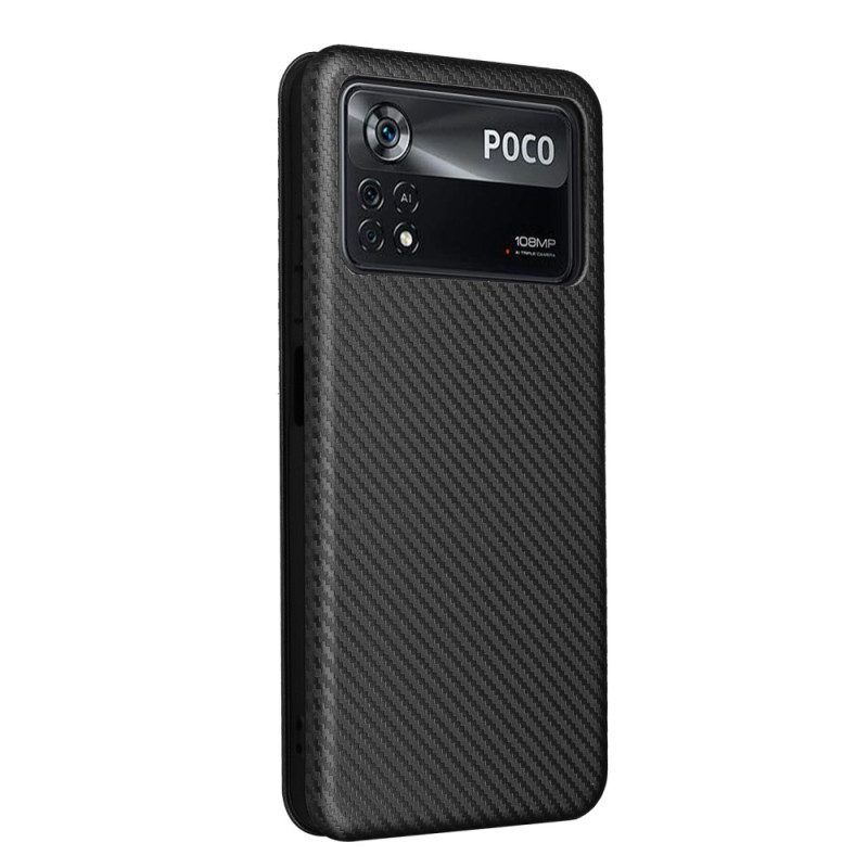 Schutzhülle Für Poco X4 Pro 5G Flip Case Farbige Kohlefaser