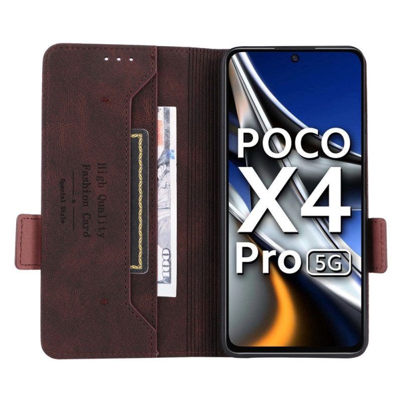 Schutzhülle Für Poco X4 Pro 5G Flip Case Stilvoller Ledereffekt