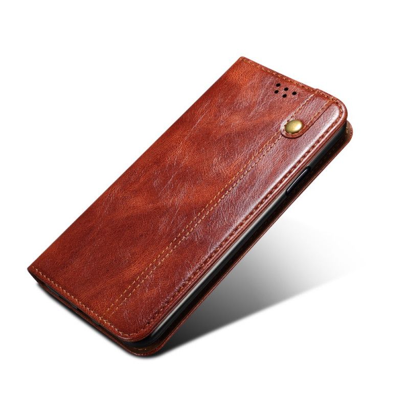 Flip Case Für Xiaomi Redmi Note 9 5G / Note 9T 5G Schwarz Gewachstes Kunstleder