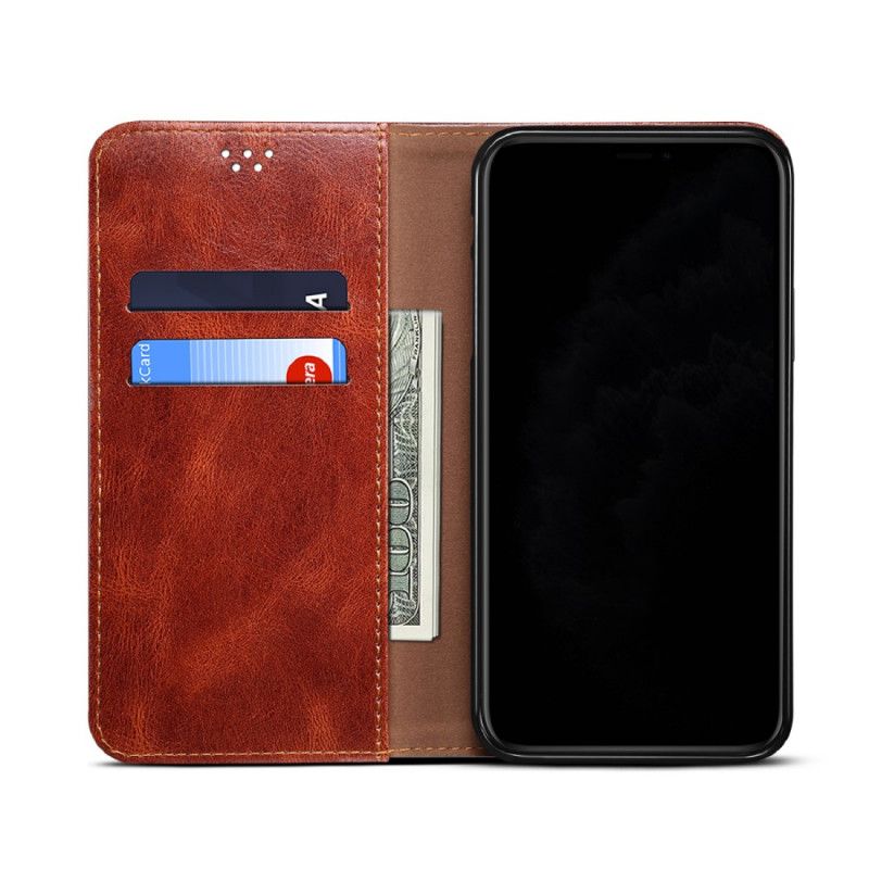 Flip Case Für Xiaomi Redmi Note 9 5G / Note 9T 5G Schwarz Gewachstes Kunstleder