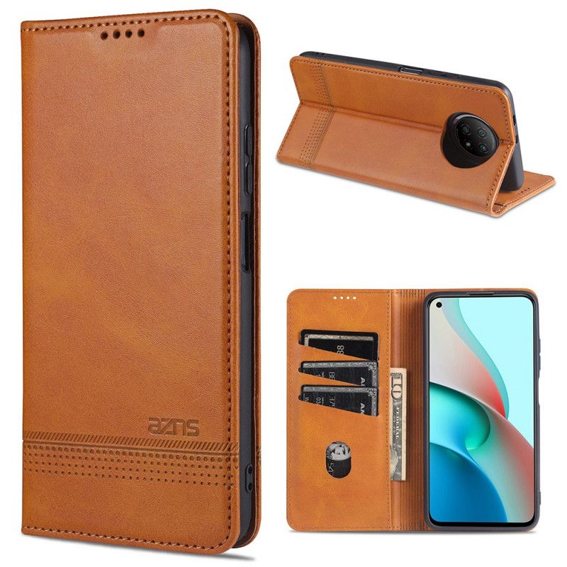 Flip Case Xiaomi Redmi Note 9 5G / Note 9T 5G Schwarz Azns Lederstil