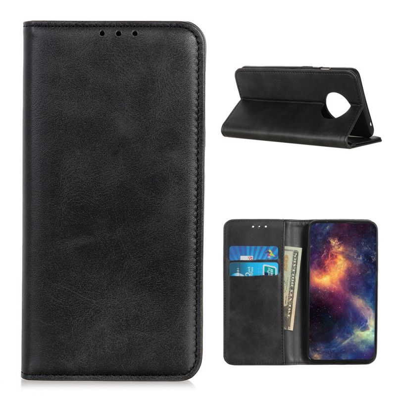 Flip Case Xiaomi Redmi Note 9 5G / Note 9T 5G Schwarz Elegantes Spaltleder