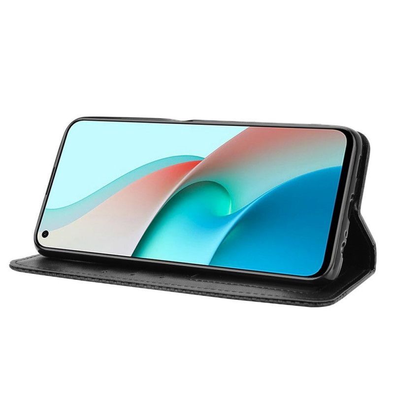 Flip Case Xiaomi Redmi Note 9 5G / Note 9T 5G Schwarz Stilisierter Ledereffekt