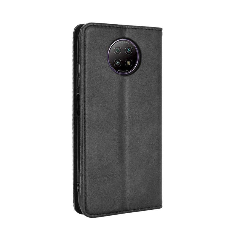 Flip Case Xiaomi Redmi Note 9 5G / Note 9T 5G Schwarz Stilisierter Ledereffekt