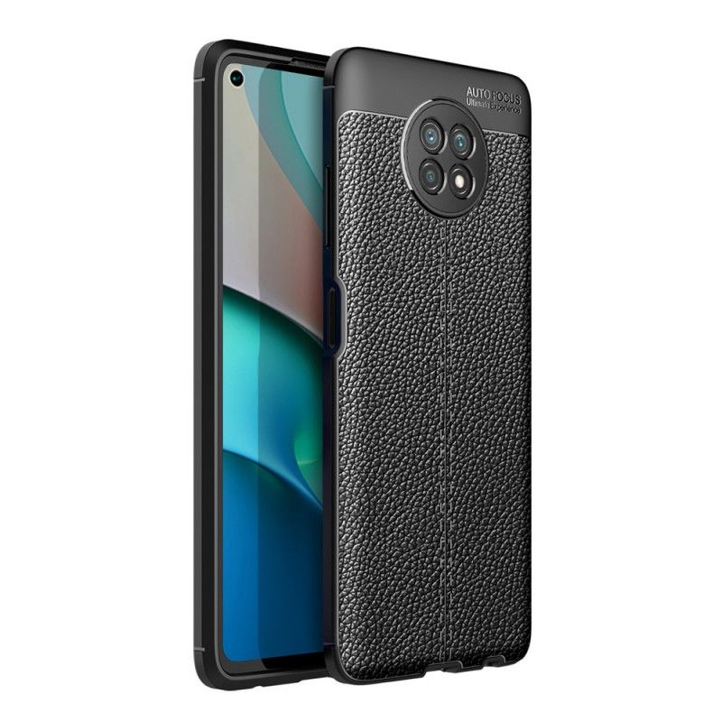 Hülle Xiaomi Redmi Note 9 5G / Note 9T 5G Schwarz Doppellinien-Litschileder-Effekt