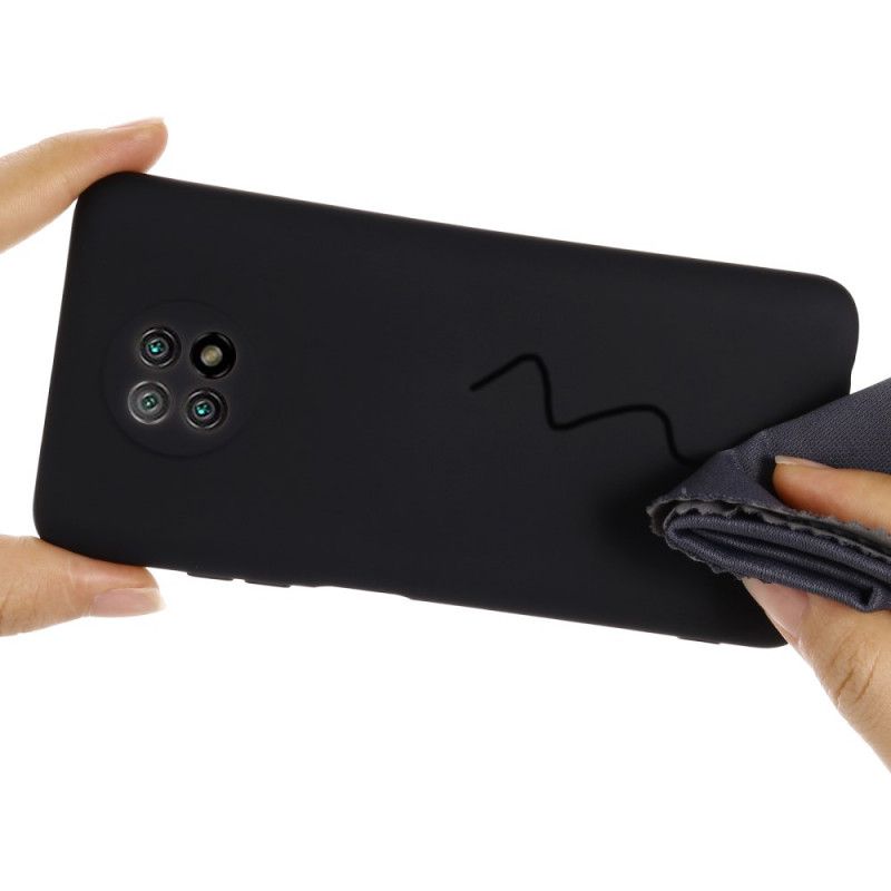Hülle Xiaomi Redmi Note 9 5G / Note 9T 5G Schwarz Flüssiges Silikon Und Armband