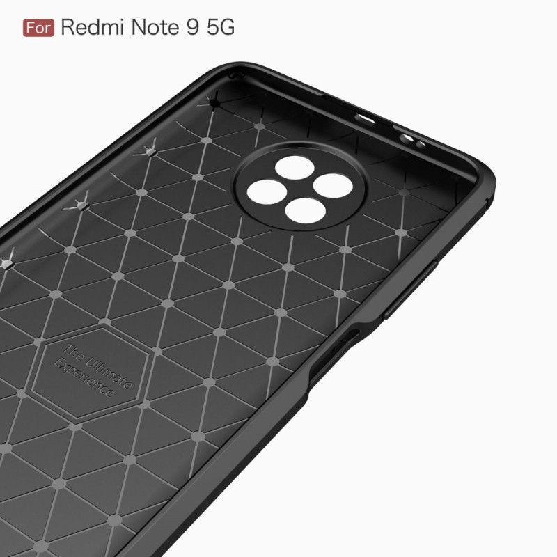 Hülle Xiaomi Redmi Note 9 5G / Note 9T 5G Schwarz Gebürstete Kohlefaser