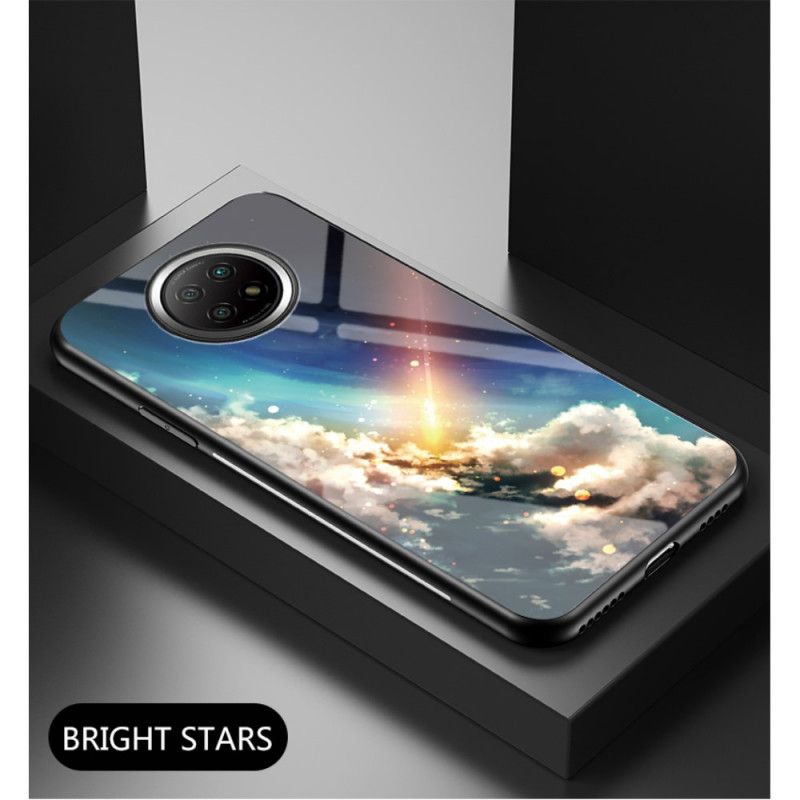 Hülle Xiaomi Redmi Note 9 5G / Note 9T 5G Schwarz Handyhülle Gehärtetes Sternenhimmelglas