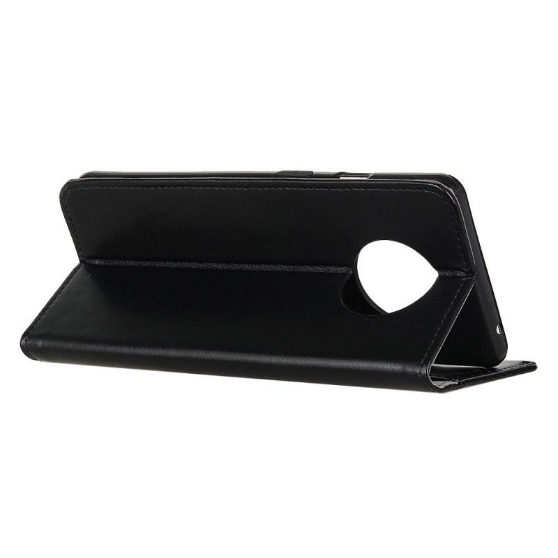 Lederhüllen Für Xiaomi Redmi Note 9 5G / Note 9T 5G Schwarz Einfacher Glänzender Ledereffekt