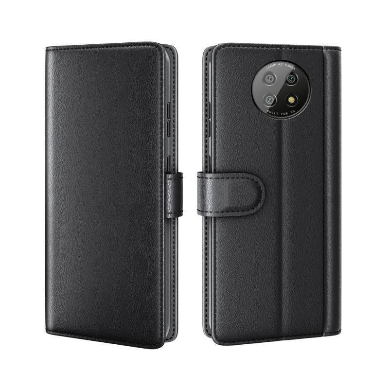 Lederhüllen Xiaomi Redmi Note 9 5G / Note 9T 5G Schwarz Echtes Spaltleder