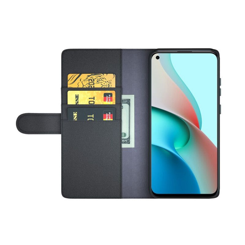 Lederhüllen Xiaomi Redmi Note 9 5G / Note 9T 5G Schwarz Echtes Spaltleder