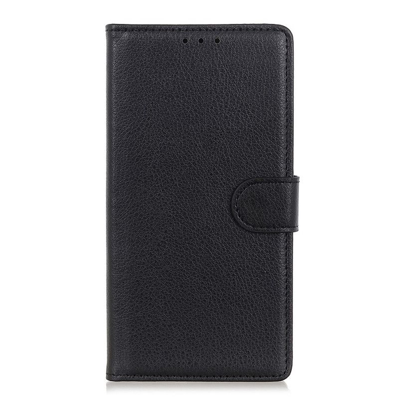 Lederhüllen Xiaomi Redmi Note 9 5G / Note 9T 5G Schwarz Traditionelle Litschi