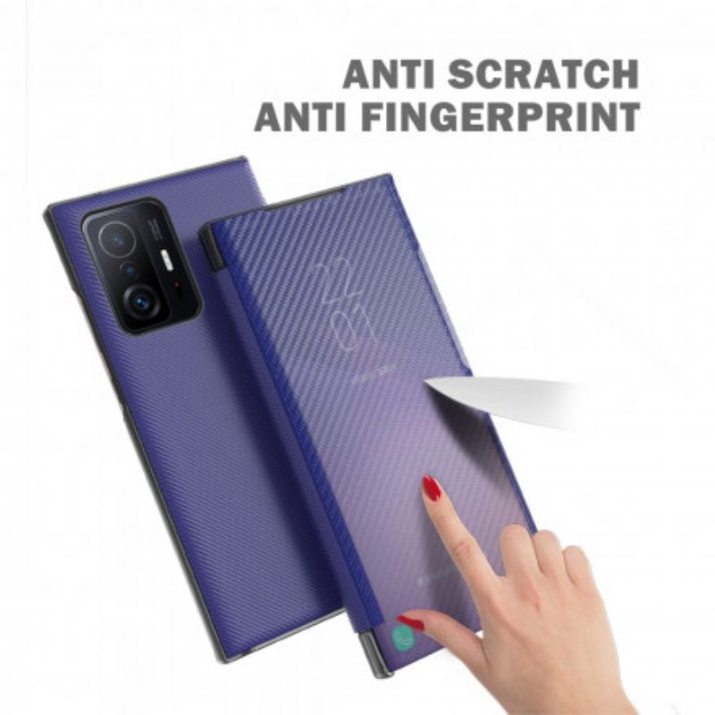 Flip Case Xiaomi Mi 11t / 11t Pro Durchscheinende Kohlefaser