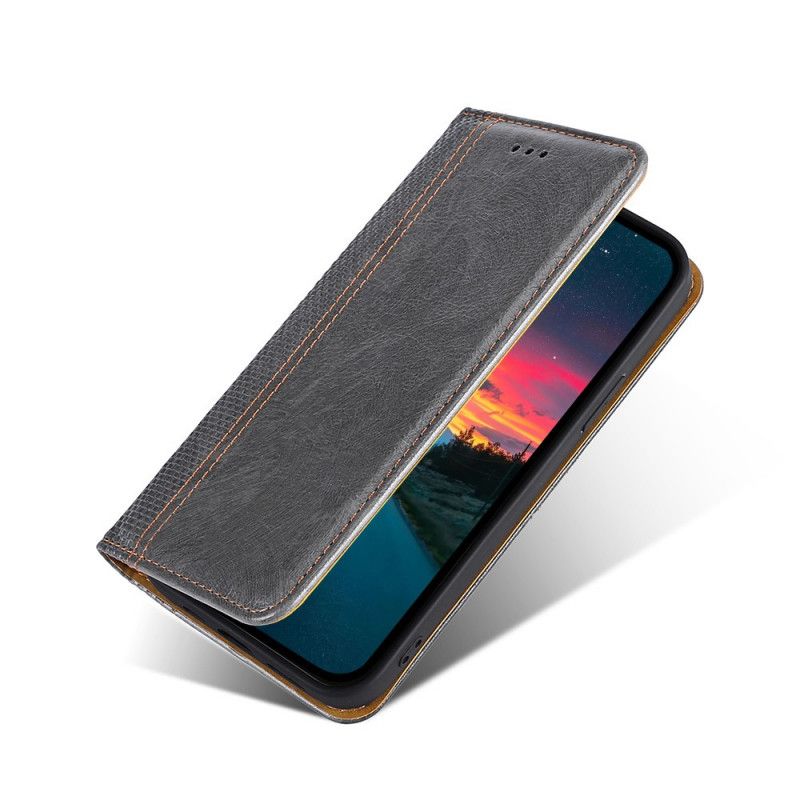 Flip Case Xiaomi Mi 11t / 11t Pro Nähte In Geteiltem Litschi-leder