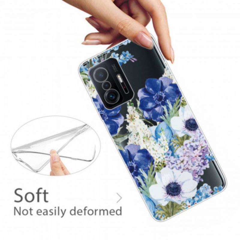 Hülle Xiaomi Mi 11t / 11t Pro Nahtloses Blaues Blumen-aquarell
