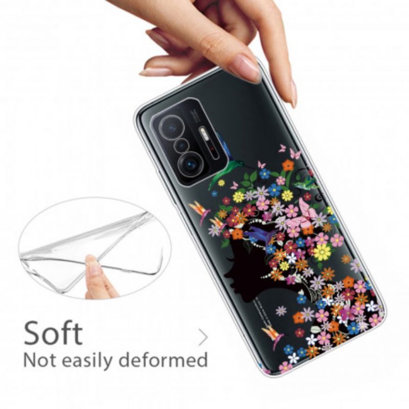 Hülle Xiaomi Mi 11t / 11t Pro Transparent Geblümtes Haar